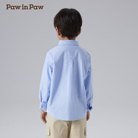 PawinPaw卡通小熊童装2025年春夏男童长袖翻领衬衫简约风百搭 Blue蓝色/50 160 cm