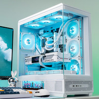 爱国者星璨大岚屏显版机箱游戏电脑台式主机箱支持双360水冷ATX海景房机箱 大岚屏显 白+极光Z13风扇4正6反