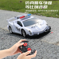 喜梦客遥控汽车充电无线高速遥控车赛车漂移模电动儿童玩具车男女孩礼物 19cm四通警 白 电池版(普通5号电池3颗/电池自备