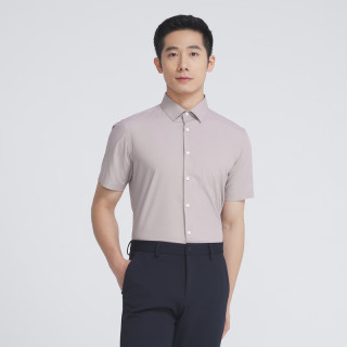 YOUNGOR 雅戈尔 短袖衬衫男素色商场同款 粉色 40