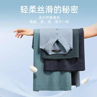  YOUNGOR/雅戈尔 桑蚕丝混纺面料 男士短袖POLO衫