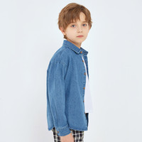 BoBDoG巴布豆卡乐童装儿童牛仔衬衫春夏2025男童帅气百搭外套中大童长袖衬衣 浅蓝 120