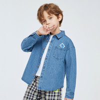 BoBDoG巴布豆卡乐童装儿童牛仔衬衫春夏2025男童帅气百搭外套中大童长袖衬衣 浅蓝 130