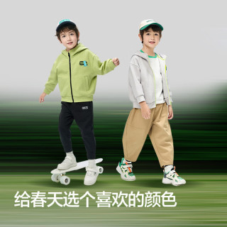 巴拉巴拉童装男童外套儿童上衣2025新款春装连帽纯棉华夫格时尚潮