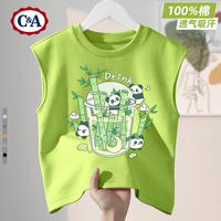 C&A男童背心2025童装男孩帅气无袖衣服儿童夏装上衣 开心字母K靛蓝 150 【体重68~82斤】