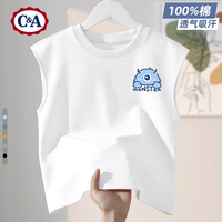 C&A男童背心2025童装男孩帅气无袖衣服儿童夏装上衣 怪怪K白 150 【体重68~82斤】