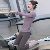 双秀秋冬瑜伽服上衣女2024新款高级感专业健身普拉提训练运动长袖套装 上衣+鸽子灰套装 80-100