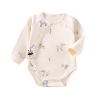 艾咪艾咪新生儿四季婴儿包屁衣春秋睡衣纯棉长袖哈衣护肚宝宝无骨三角连体 彩虹兔 80cm