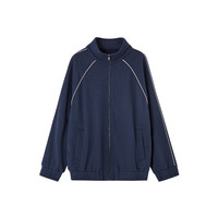 德玛纳（dme）【盐系少年感】春季运动风撞色嵌条立领宽松遮肉休闲好搭女式外套 藏青 M