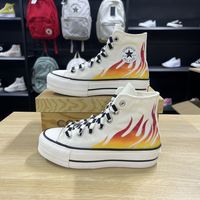 CONVERSE/匡威AII Star经典松糕底增高火焰白色高帮帆布鞋A07892C