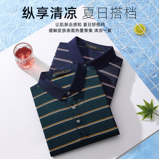  YOUNGOR/雅戈尔 含桑蚕丝 男士短袖POLO衫  藏青 L