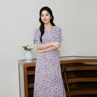 诗凡黎（'SEIFINI）【商场同款】诗凡黎v领系带碎花连衣裙2024夏新款女3F4890621