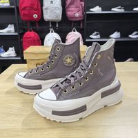 CONVERSE匡威RunStar厚底夹心增高棕色皮质拼接男女帆布鞋A10410C