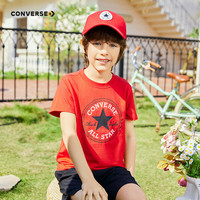 匡威（Converse）儿童短袖t恤夏季纯棉打底衫小女孩半袖套头上衣男童T恤半袖 学院红-中性 110 /56 【身高104-110cm】