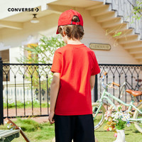 匡威（Converse）儿童短袖t恤夏季纯棉打底衫小女孩半袖套头上衣男童T恤半袖 学院红-中性 130 /64 【身高116-122cm】
