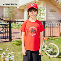 匡威（Converse）儿童短袖t恤夏季纯棉打底衫小女孩半袖套头上衣男童T恤半袖 学院红-中性 155 /72 【身高152-158cm】