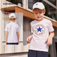 匡威（Converse）儿童短袖t恤夏季纯棉打底衫小女孩半袖套头上衣男童T恤半袖 纯白色(宽松版)-中性 155 /76 【身高158-170cm】