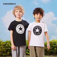 匡威（Converse）儿童短袖t恤夏季纯棉打底衫小女孩半袖套头上衣男童T恤半袖 正黑色-中性 155 /76 【身高158-170cm】 160cm/(XL)