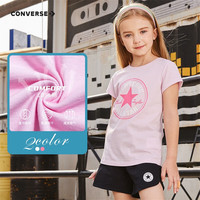 匡威（Converse）儿童短袖t恤夏季纯棉打底衫小女孩半袖套头上衣男童T恤半袖 纯白色-(女) 130 /64 【身高116-122cm】