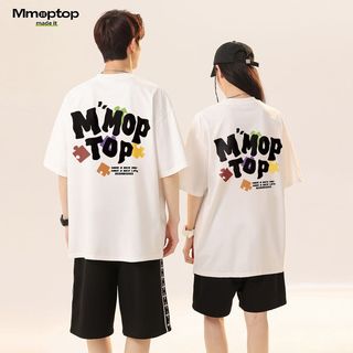 MMOPTOP潮流印花T恤男士夏季日系高街宽松圆领半袖纯棉短袖M0032白色M M（100-120斤）