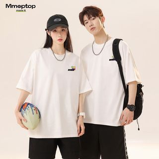 MMOPTOP潮流印花T恤男士夏季日系高街宽松圆领半袖纯棉短袖M0032白色M M（100-120斤）