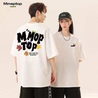 MMOPTOP潮流印花T恤男士夏季日系高街宽松圆领半袖纯棉短袖M0032白色M M（100-120斤）