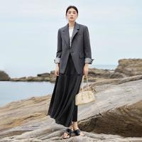 【AN大码系列】2024秋装不对称下摆松紧后腰女式A字半身裙