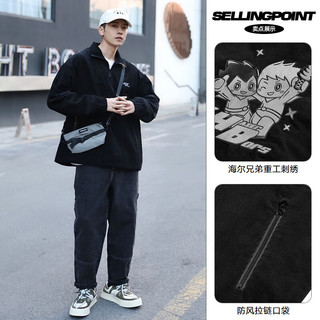 gxgjeansgxg.jeans男装春季卡通刺绣灯芯绒夹克 黑色L（此款为oversize款） M (170)