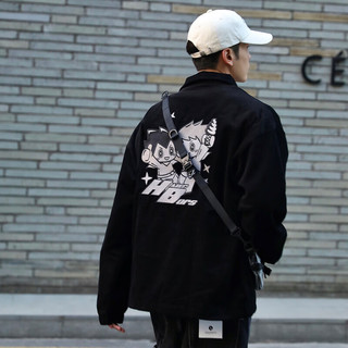 gxgjeansgxg.jeans男装春季卡通刺绣灯芯绒夹克 黑色L（此款为oversize款） M (170)