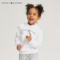 TOMMY HILFIGER汤米童装卫衣春秋季女童时尚连帽卫衣中大童上衣外套 白色 110 /56【身高104-110cm】
