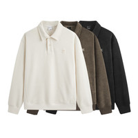 GXG奥莱城市通勤翻领锯齿肌理绣花章仔长袖卫衣2023 黑色 S 165