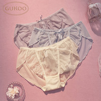 果壳(Gukoo)内裤女性感网纱甜美少女花边蝴蝶结女士内裤组合 组合A3条 2XL 组合A 3条