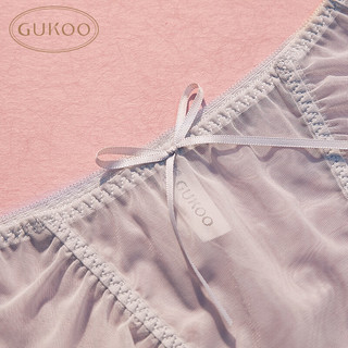 果壳（Gukoo）内裤女性感网纱甜美少女花边蝴蝶结女士内裤组合