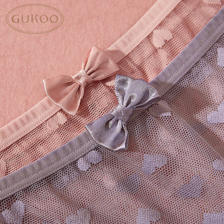 果壳（Gukoo）内裤女性感网纱甜美少女花边蝴蝶结女士内裤组合 组合B3条 L 