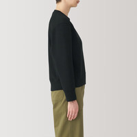 無印良品 MUJI（無印良品 ） 女式 双层织 运动衫 女士卫衣女款秋季休闲 上装 黑色 S (155/80A)