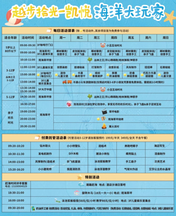 暑期头尾不加价,货真价实的亚特平替!海南富力凯悦酒店 海景房2晚套餐(含双早+双人海洋世界+双人南海列车)