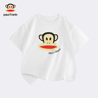 大嘴猴(paul frank)童装短袖上衣2025夏款男女童宽松半袖中大童清新纯棉休闲舒适t恤 435F白色 160