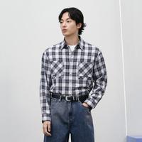 2024GXG格纹质感面料胸前口袋设计舒适有型长袖衬衫男