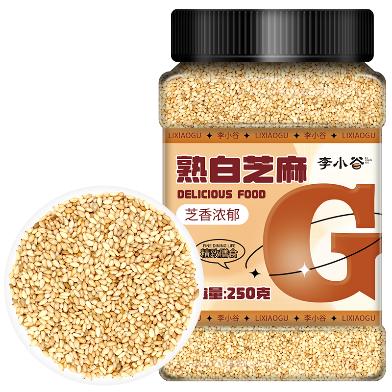 李小谷熟白芝麻(熟芝麻凉拌芝麻烘焙芝麻黑芝麻伴侣五谷杂粮) 李小谷 熟白芝麻