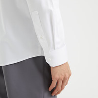 利郎青年商务男装【立体剪裁】衬衫男高支高密正装长袖通勤衬衣 白 44