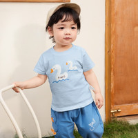 巴拉巴拉（BALABALA）婴儿t恤宝宝打底衫女童上衣男短袖夏季全棉可爱 冰蓝80913 -200224117107 110