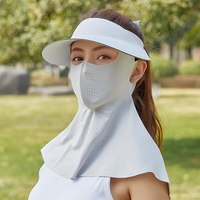 科安净防晒面罩夏季女防紫外线帽子一体护颈脸基尼骑行冰丝口罩遮阳面纱 XKZ065长款粉色 锦纶原纱/UPF50+