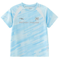 迪士尼（Disney）童装儿童男童速干短袖t恤夏季2024宝宝帅气卡通半袖上衣 蓝色科技斜条 130
