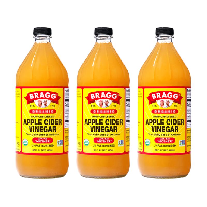 BRAGG浓缩苹果醋原浆0糖0脂0卡946ml*3瓶