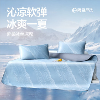 网易严选冰丝席夏季家用凉席用品水波纹冰丝席床单床笠枕套两件套凉席 水波灰-床单款 120cm*200cm （两件套）