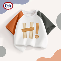 C&A男童短袖夏季2025童装帅气男孩半袖儿童夏装t恤 HG嗨呀橘灰 160