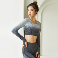 La Nikar 高腰提臀裤女跑步训练弹力紧身收腹瑜伽裤运动套装-T2008 银河渐变 套装 S