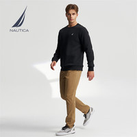 诺帝卡（NAUTICA）24秋冬新款棉纺磨毛加绒柔软舒适简约百搭休闲圆领卫衣男KE4402-N 0TB黑色