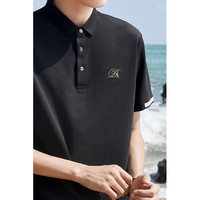 太平鸟男装奥莱夏刺绣polo衫短袖撞色袖口设计翻领短袖polo XL 灰色(合体)