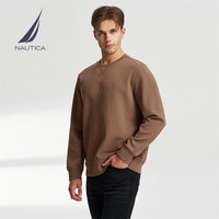 诺帝卡（NAUTICA）24春夏双面珠地亲肤舒适圆领卫衣男KO4305 蜜棕20C L